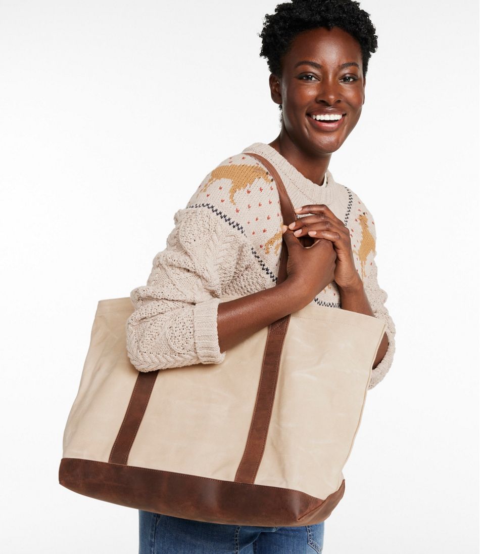 Leather-Trim Waxed Canvas Tote | L.L.Bean online