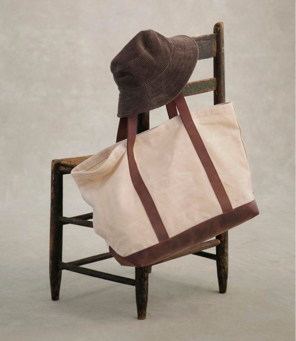 Leather-Trim Waxed Canvas Tote | L.L.Bean online