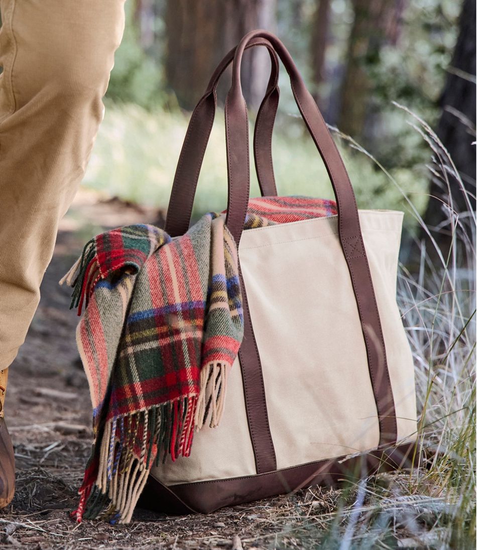 Leather-Trim Waxed Canvas Tote | L.L.Bean online