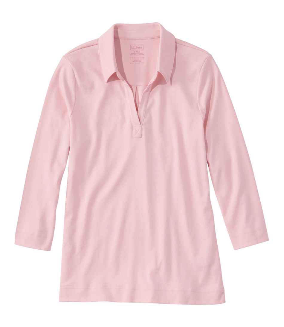 Women's Pima Cotton Tee, Three-Quarter-Sleeve Polo | L.L.Bean US