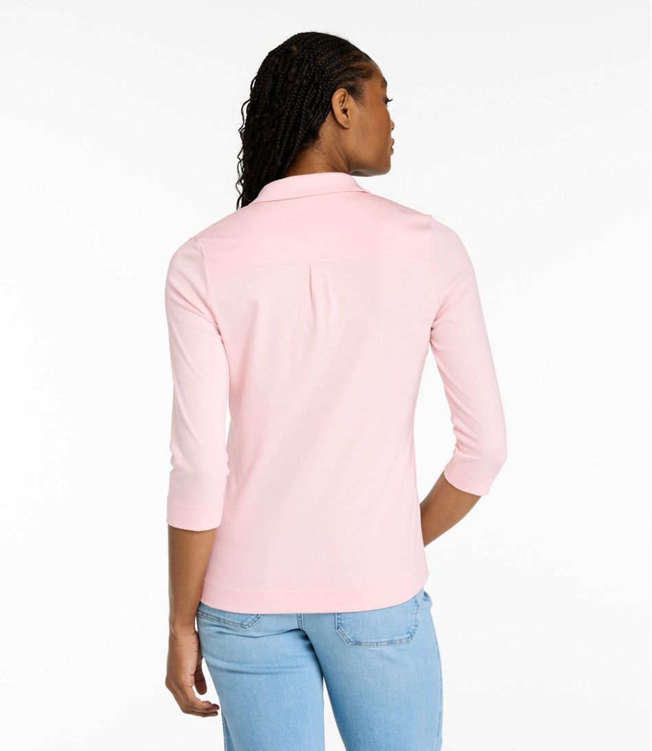 Women's Pima Cotton Tee, Three-Quarter-Sleeve Polo | L.L.Bean US