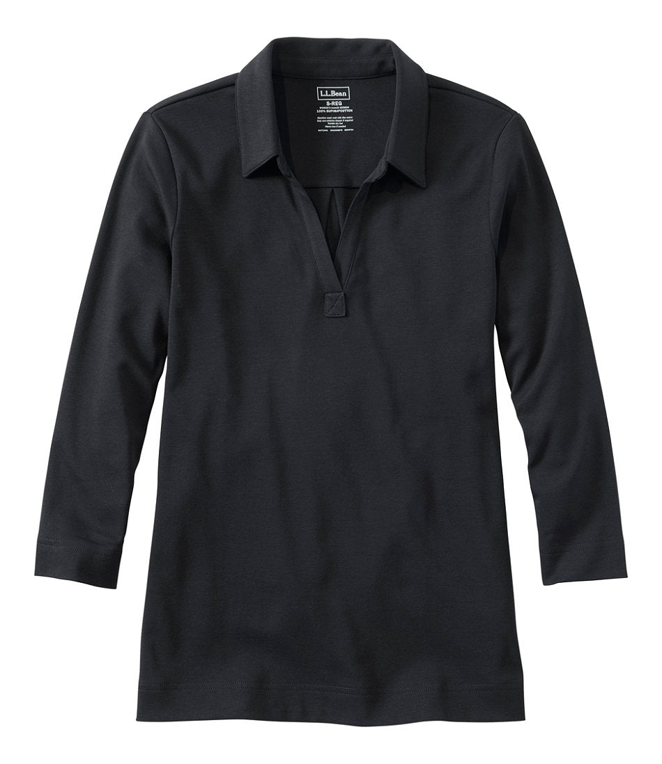Women's Pima Cotton Tee, Three-Quarter-Sleeve Polo | L.L.Bean US