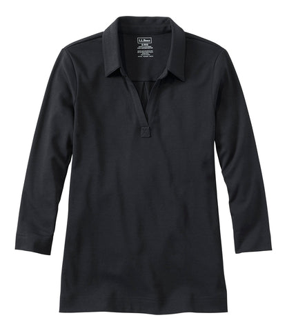 Women's Pima Cotton Tee, Three-Quarter-Sleeve Polo | L.L.Bean US