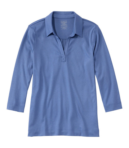 Women's Pima Cotton Tee, Three-Quarter-Sleeve Polo | L.L.Bean US