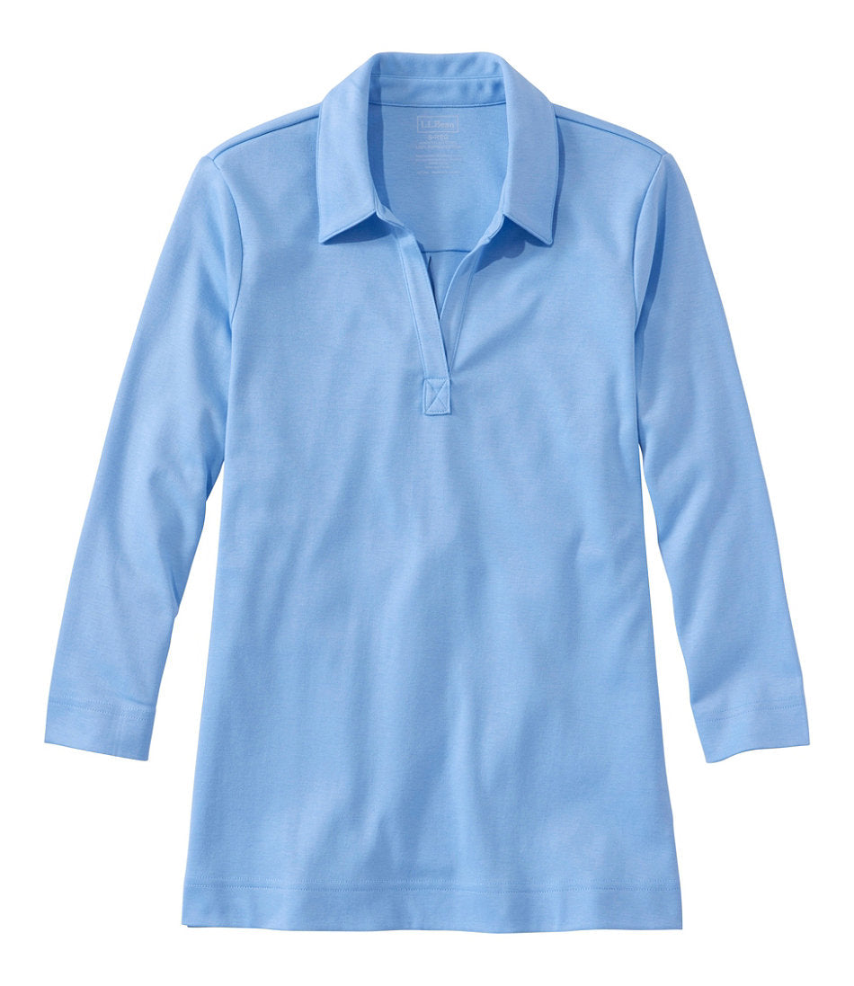 Women's Pima Cotton Tee, Three-Quarter-Sleeve Polo | L.L.Bean US