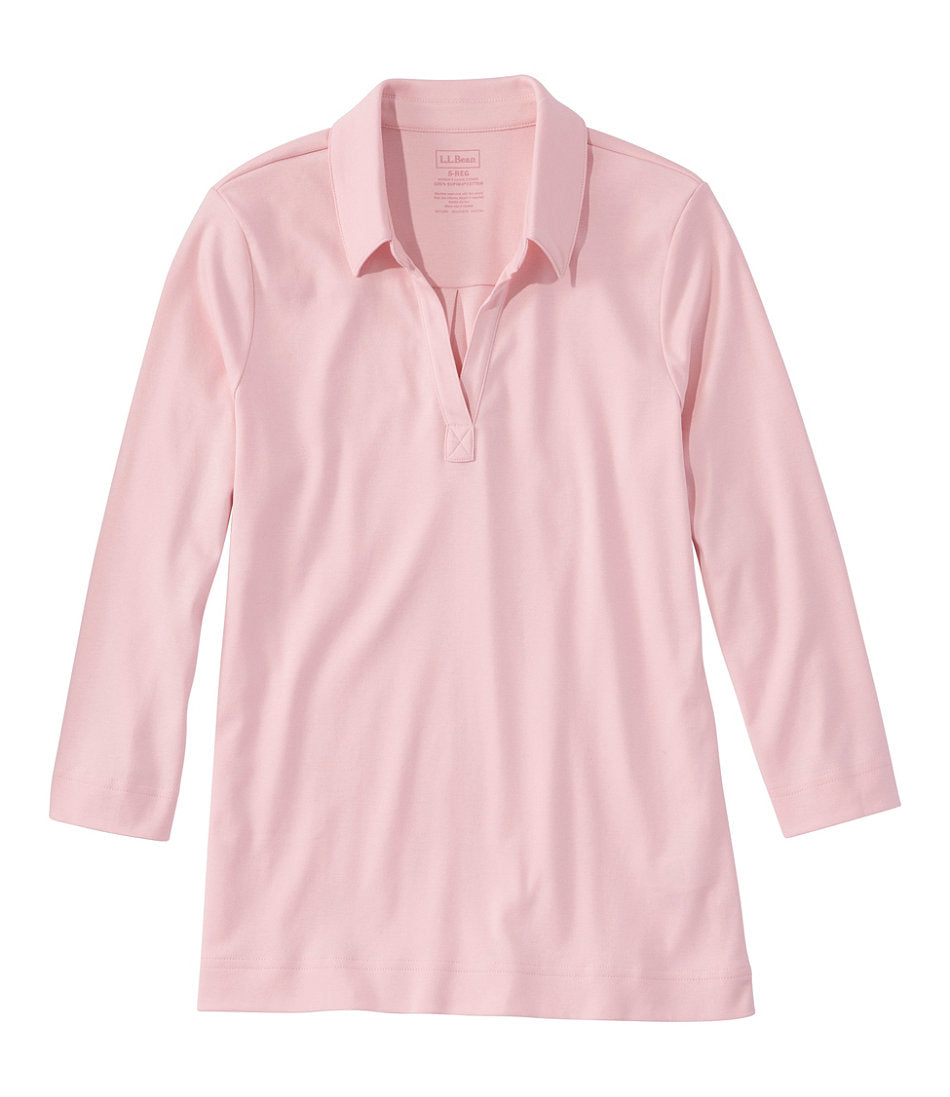 Women's Pima Cotton Tee, Three-Quarter-Sleeve Polo | L.L.Bean US