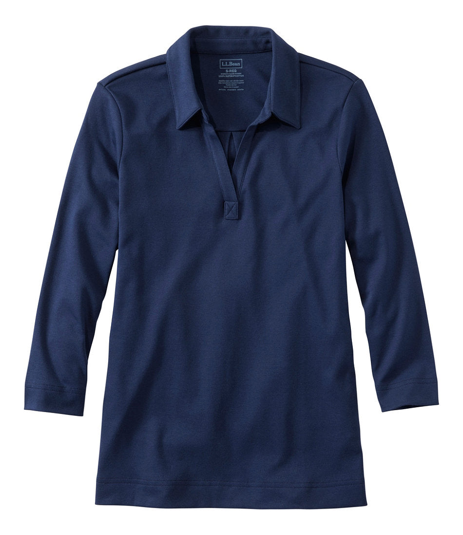 Women's Pima Cotton Tee, Three-Quarter-Sleeve Polo | L.L.Bean US