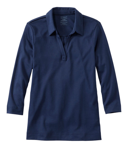 Women's Pima Cotton Tee, Three-Quarter-Sleeve Polo | L.L.Bean US
