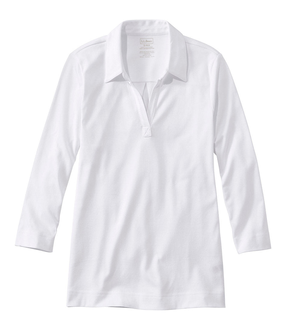 Women's Pima Cotton Tee, Three-Quarter-Sleeve Polo | L.L.Bean US