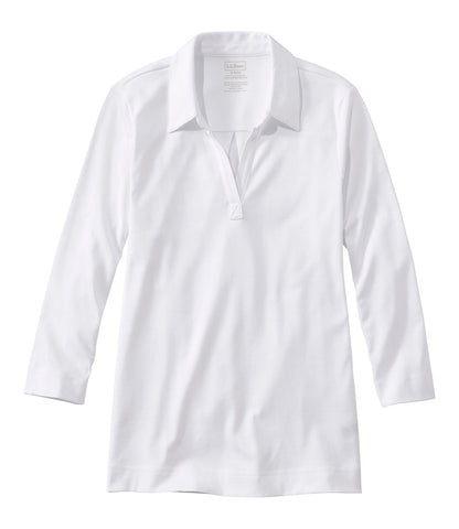 Women's Pima Cotton Tee, Three-Quarter-Sleeve Polo | L.L.Bean US
