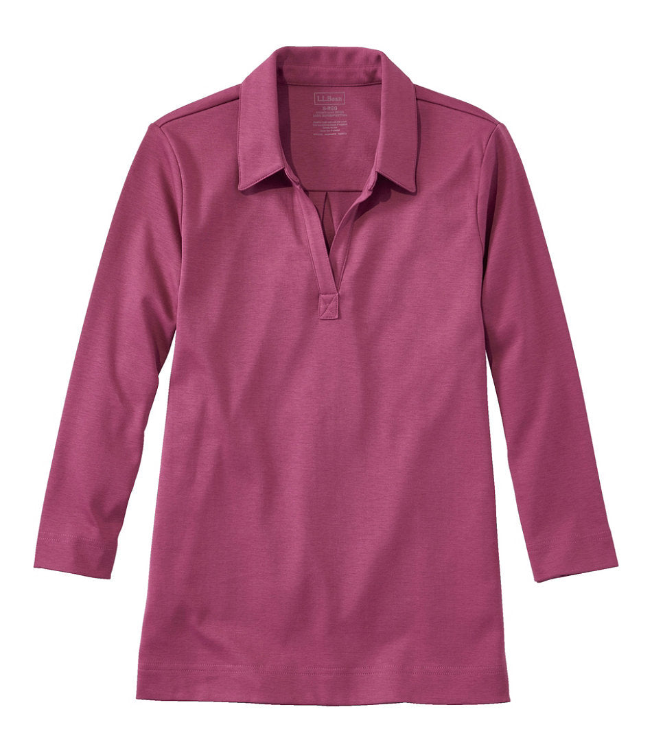 Women's Pima Cotton Tee, Three-Quarter-Sleeve Polo | L.L.Bean US