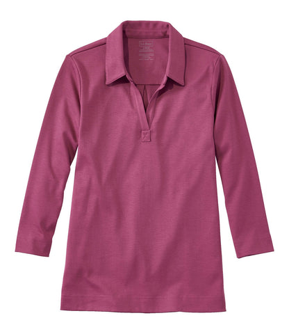 Women's Pima Cotton Tee, Three-Quarter-Sleeve Polo | L.L.Bean US