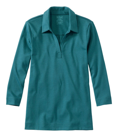 Women's Pima Cotton Tee, Three-Quarter-Sleeve Polo | L.L.Bean US