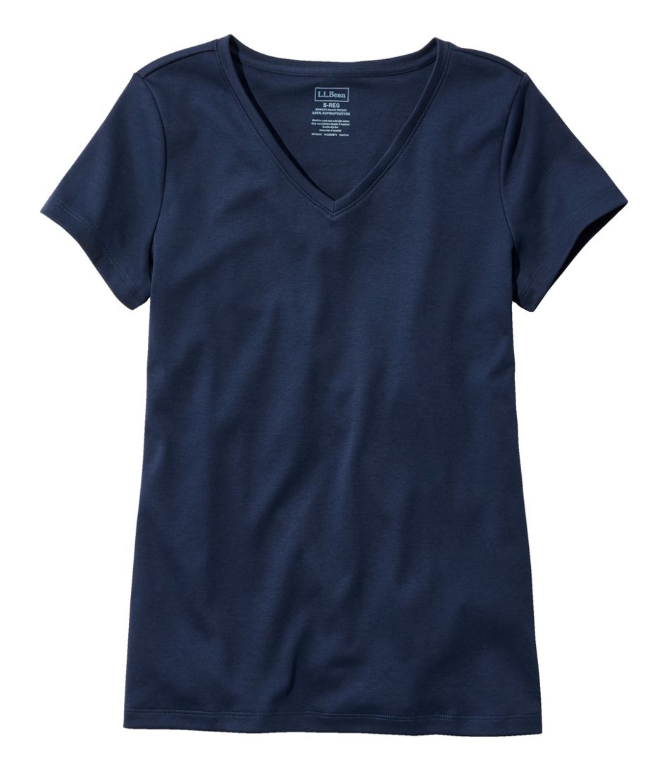 Women's Pima Cotton Shaped V-Neck, Short-Sleeve | L.L.Bean discount