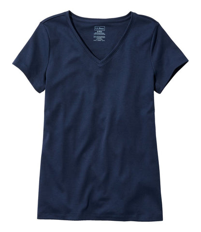 Women's Pima Cotton Shaped V-Neck, Short-Sleeve | L.L.Bean discount