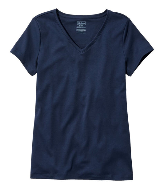 Women's Pima Cotton Shaped V-Neck, Short-Sleeve | L.L.Bean discount