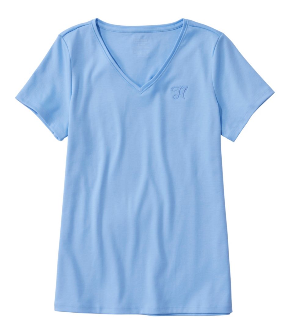 Women's Pima Cotton Shaped V-Neck, Short-Sleeve | L.L.Bean discount