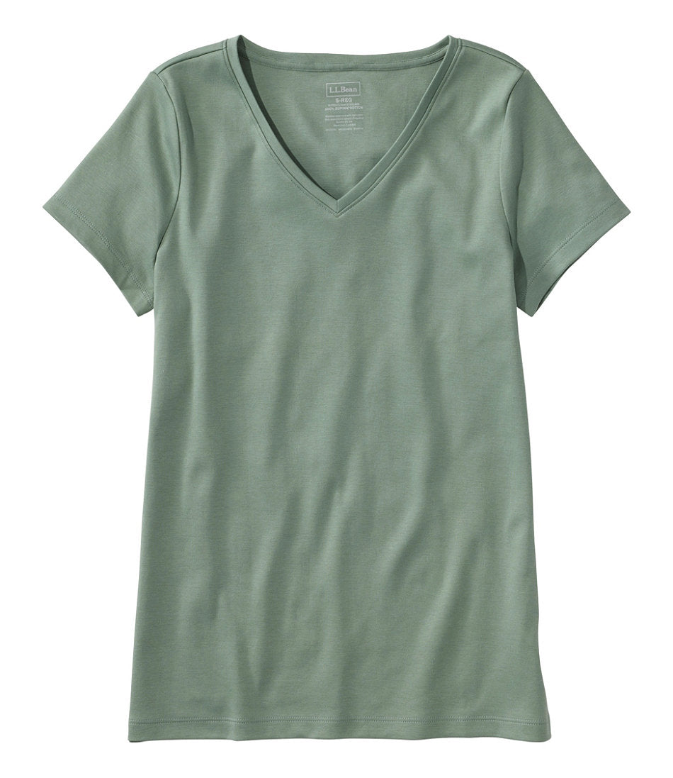 Women's Pima Cotton Shaped V-Neck, Short-Sleeve | L.L.Bean discount