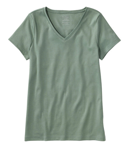 Women's Pima Cotton Shaped V-Neck, Short-Sleeve | L.L.Bean discount