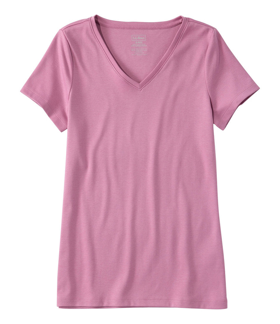 Women's Pima Cotton Shaped V-Neck, Short-Sleeve | L.L.Bean discount