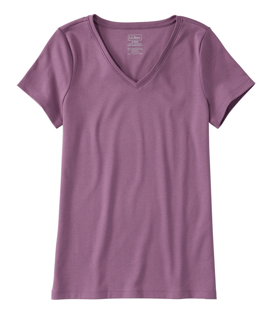 Women's Pima Cotton Shaped V-Neck, Short-Sleeve | L.L.Bean discount