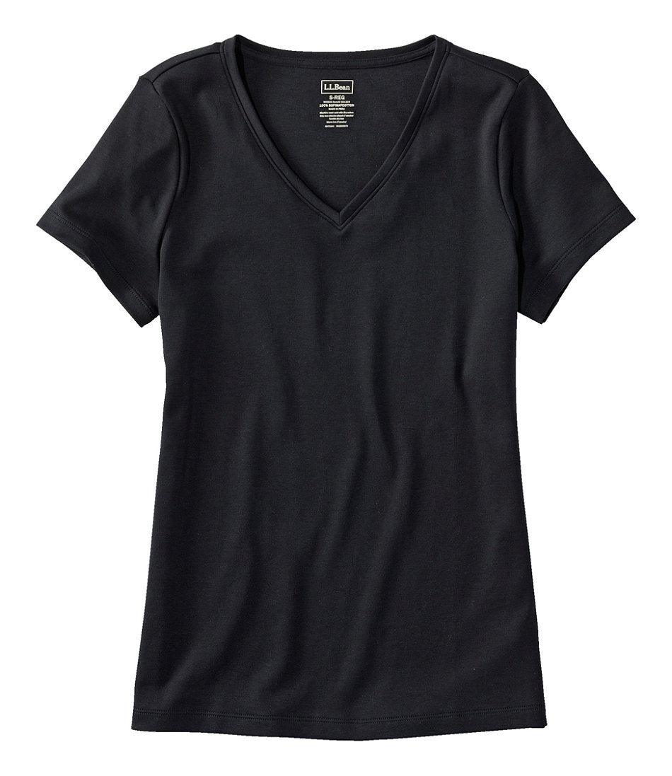 Women's Pima Cotton Shaped V-Neck, Short-Sleeve | L.L.Bean discount