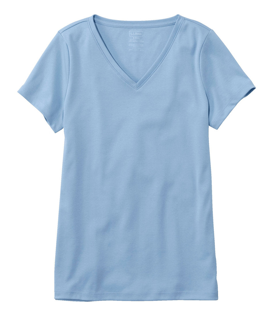 Women's Pima Cotton Shaped V-Neck, Short-Sleeve | L.L.Bean discount