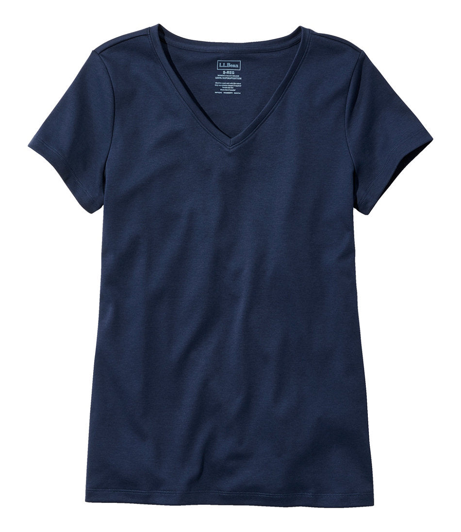 Women's Pima Cotton Shaped V-Neck, Short-Sleeve | L.L.Bean discount