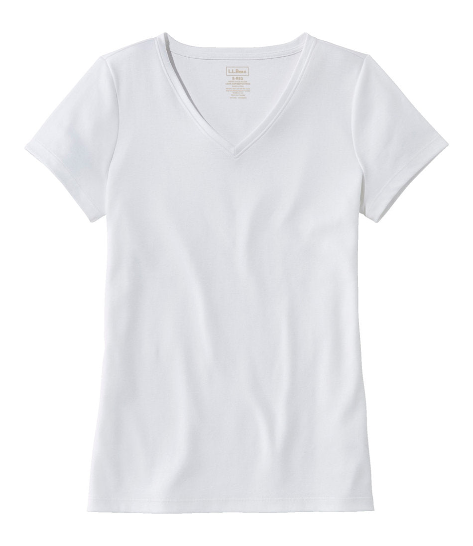 Women's Pima Cotton Shaped V-Neck, Short-Sleeve | L.L.Bean discount
