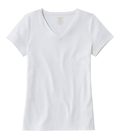 Women's Pima Cotton Shaped V-Neck, Short-Sleeve | L.L.Bean discount
