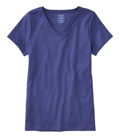 Women's Pima Cotton Shaped V-Neck, Short-Sleeve | L.L.Bean discount