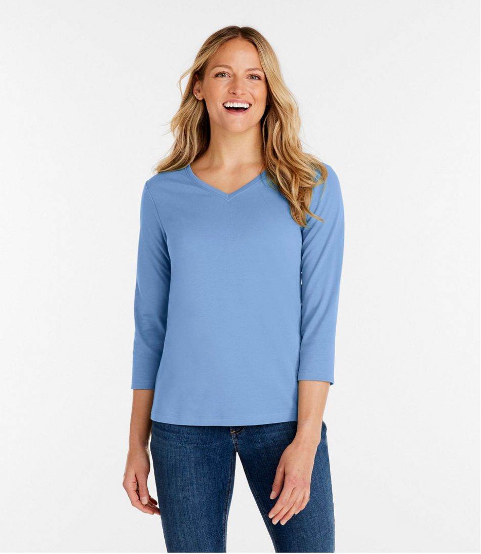Women's V-Neck, Three-Quarter-Sleeve | L.L.Bean on sale