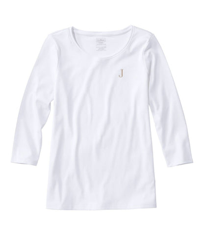 Women's Pima Cotton Shaped Tee, Three-Quarter-Sleeve Jewelneck | L.L.Bean US