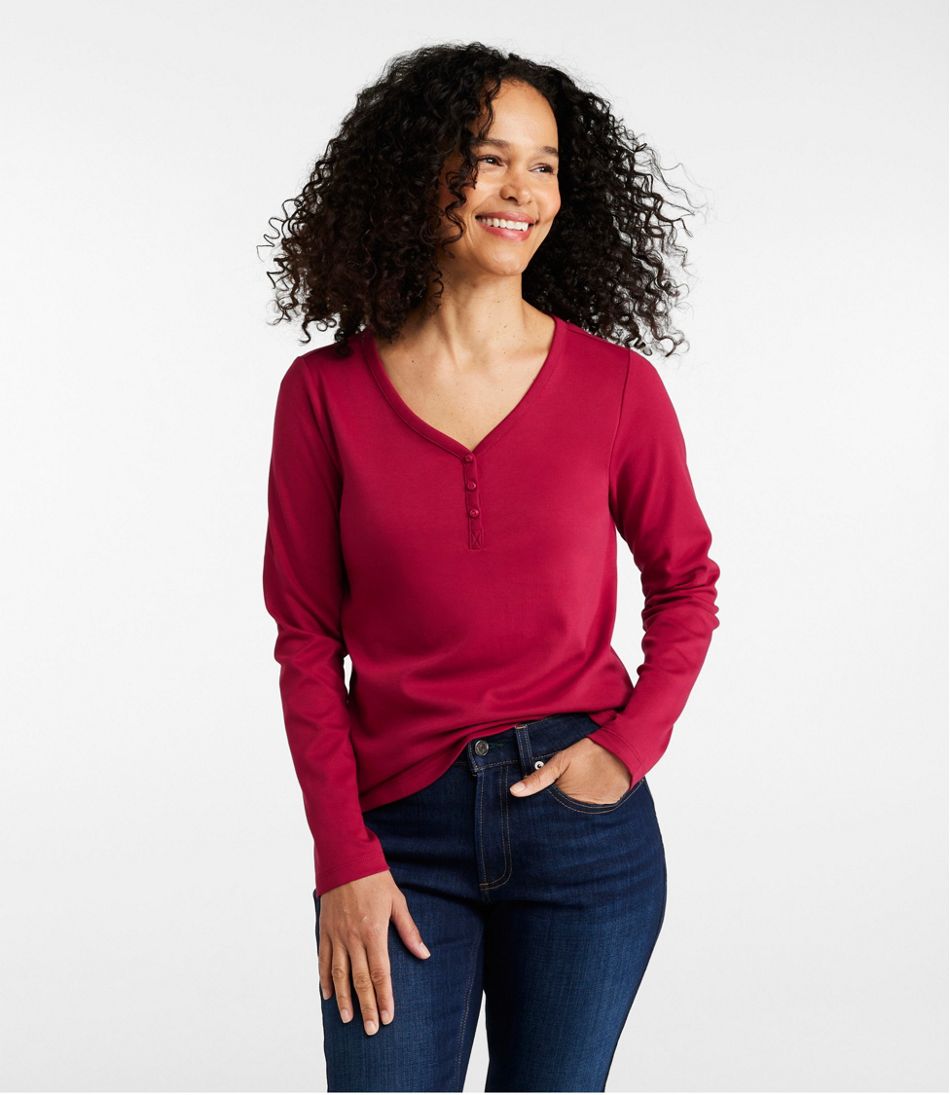 Women's V-Neck Henley, Long-Sleeve | L.L.Bean for sale