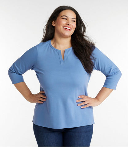 Women's Tee, Three-Quarter-Sleeve Splitneck Tunic | L.L.Bean US