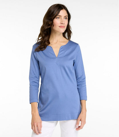 Women's Pima Cotton Tunic, Three-Quarter-Sleeve Splitneck | L.L.Bean US