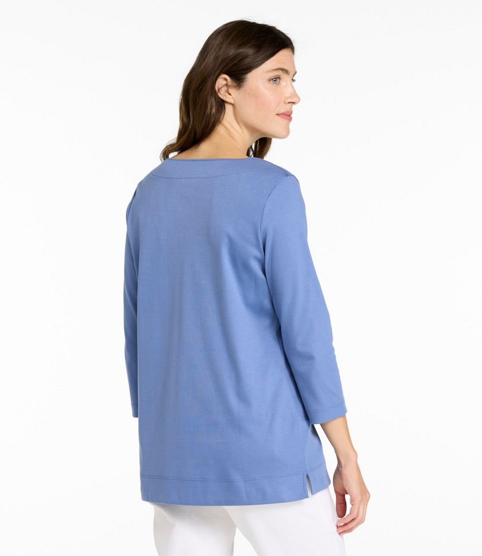 Women's Pima Cotton Tunic, Three-Quarter-Sleeve Splitneck | L.L.Bean US