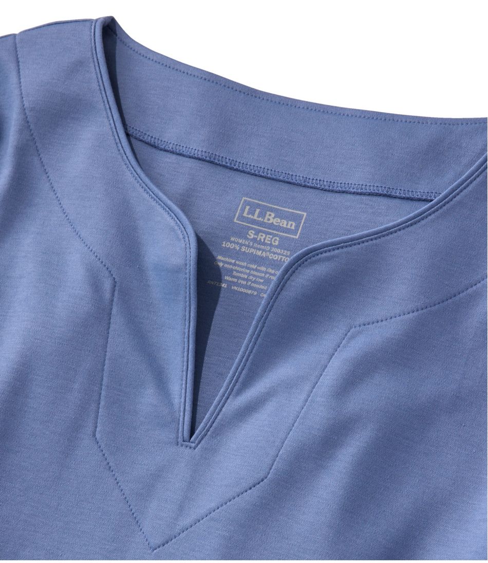 Women's Pima Cotton Tunic, Three-Quarter-Sleeve Splitneck | L.L.Bean US
