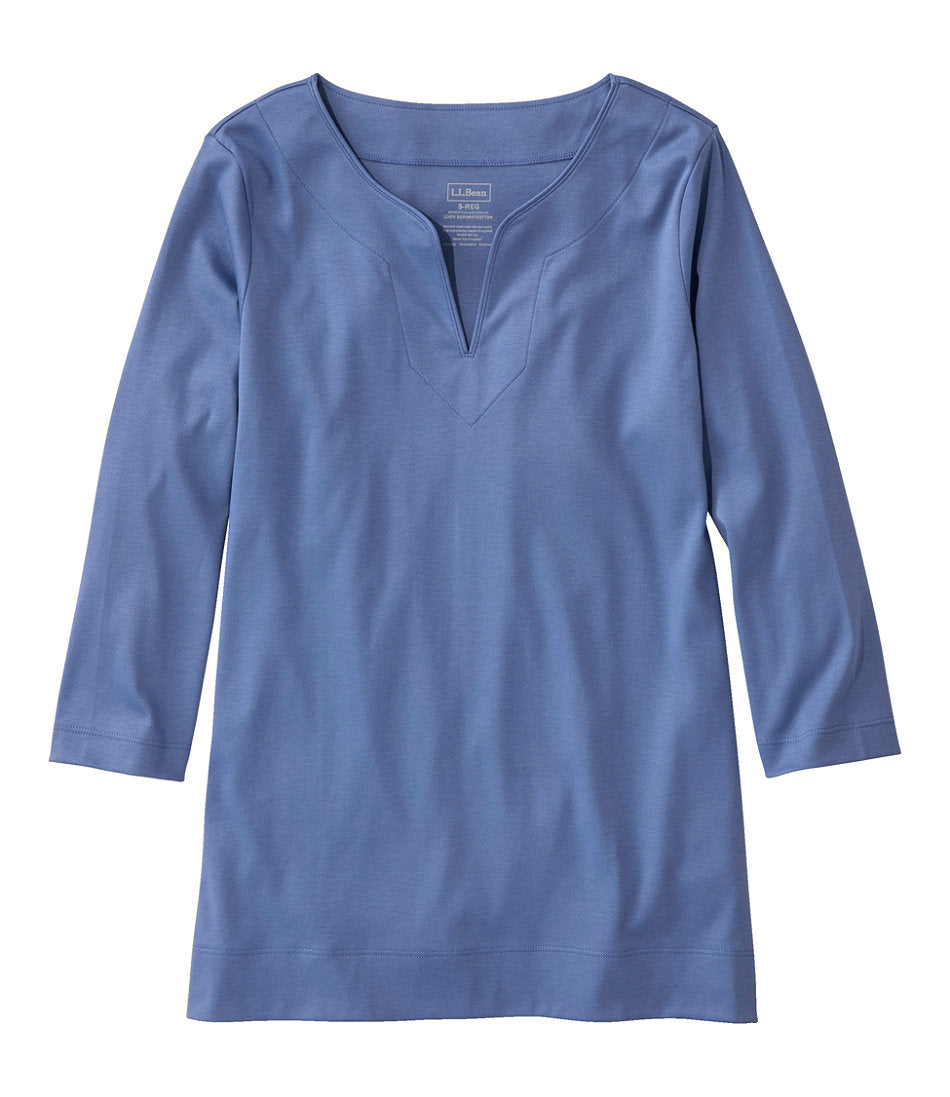 Women's Pima Cotton Tunic, Three-Quarter-Sleeve Splitneck | L.L.Bean US