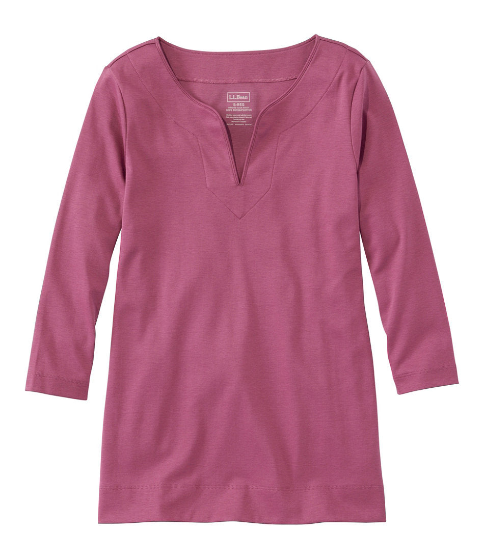 Women's Pima Cotton Tunic, Three-Quarter-Sleeve Splitneck | L.L.Bean US