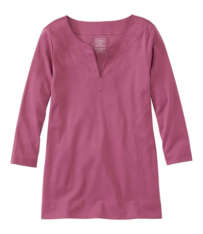 Women's Pima Cotton Tunic, Three-Quarter-Sleeve Splitneck | L.L.Bean US