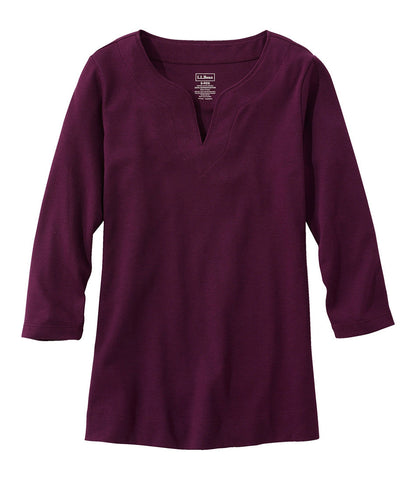 Women's Pima Cotton Tunic, Three-Quarter-Sleeve Splitneck | L.L.Bean US