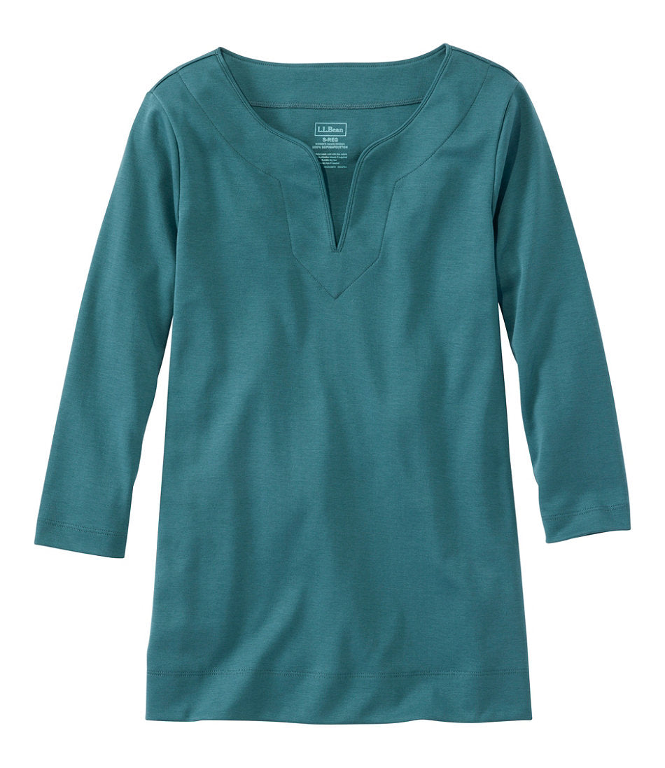 Women's Pima Cotton Tunic, Three-Quarter-Sleeve Splitneck | L.L.Bean US