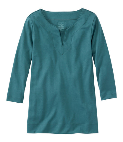 Women's Pima Cotton Tunic, Three-Quarter-Sleeve Splitneck | L.L.Bean US