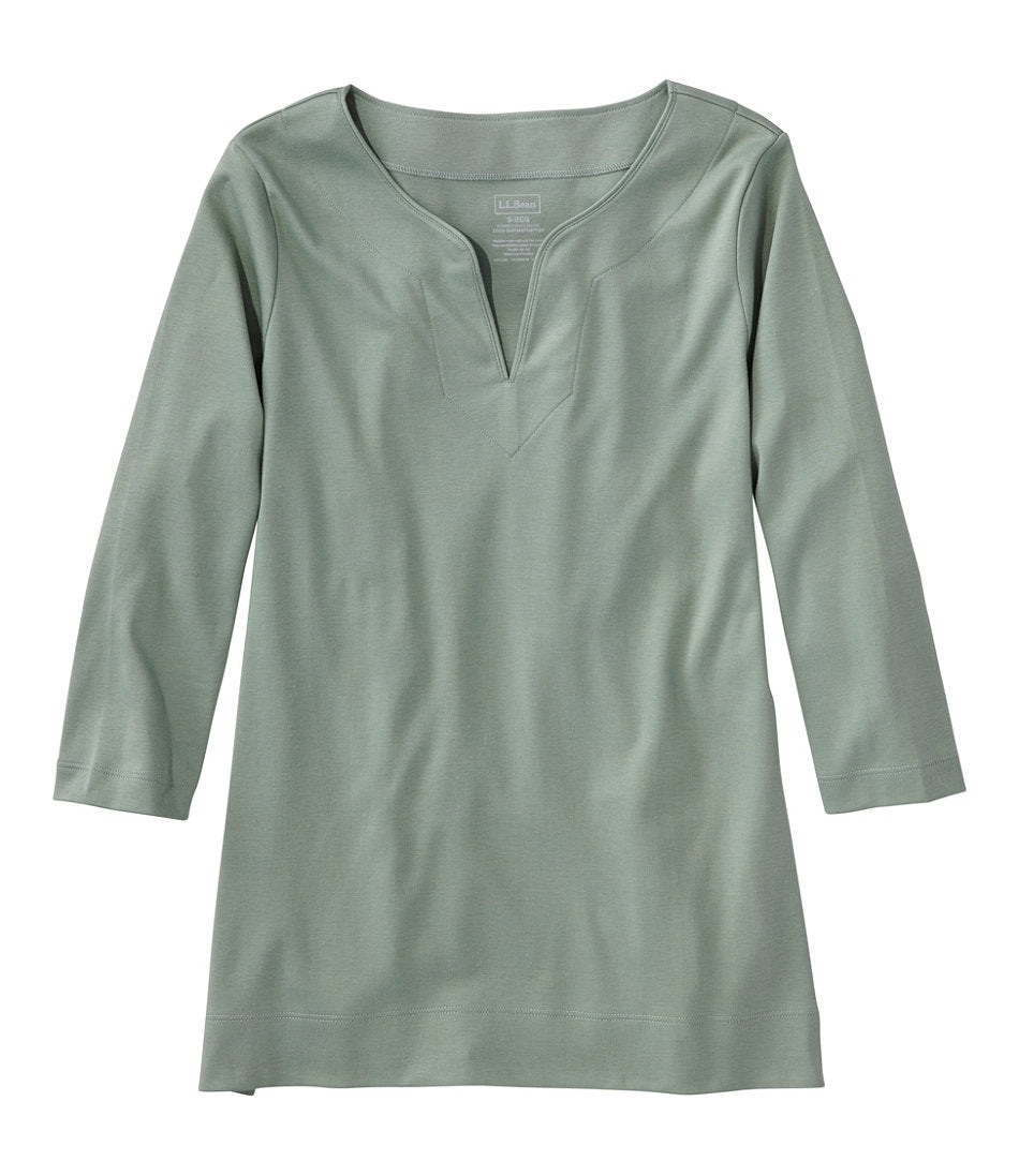 Women's Pima Cotton Tunic, Three-Quarter-Sleeve Splitneck | L.L.Bean US