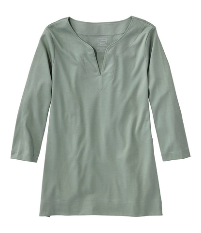 Women's Pima Cotton Tunic, Three-Quarter-Sleeve Splitneck | L.L.Bean US