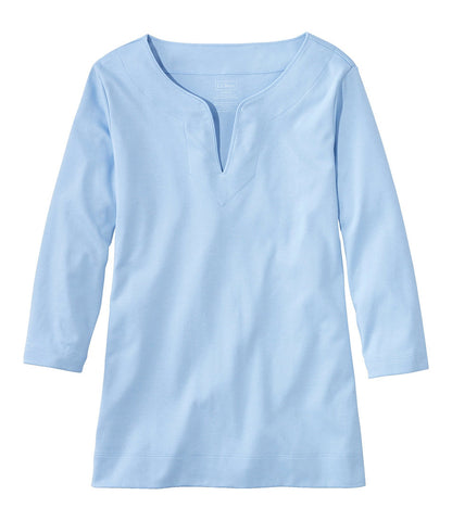 Women's Pima Cotton Tunic, Three-Quarter-Sleeve Splitneck | L.L.Bean US