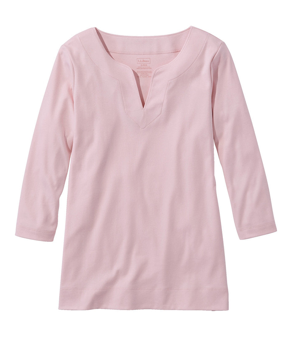 Women's Pima Cotton Tunic, Three-Quarter-Sleeve Splitneck | L.L.Bean US