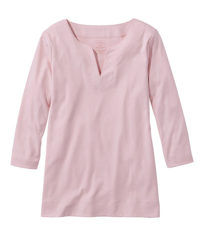 Women's Pima Cotton Tunic, Three-Quarter-Sleeve Splitneck | L.L.Bean US