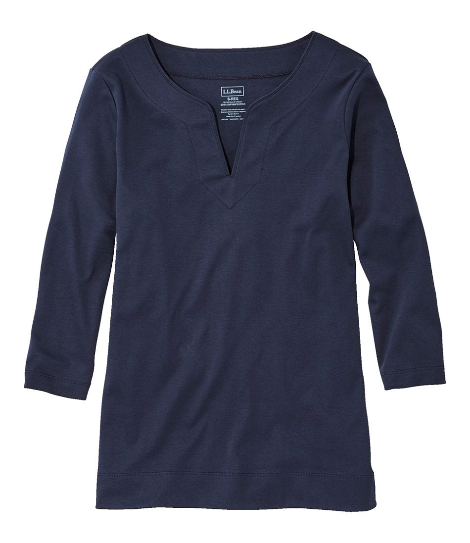 Women's Pima Cotton Tunic, Three-Quarter-Sleeve Splitneck | L.L.Bean US